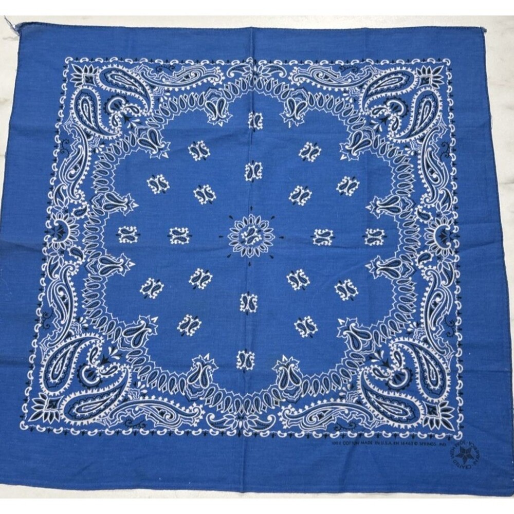 Vintage Bandana Bright Blue Paisley USA 16463 Rockabilly Hipster Festival